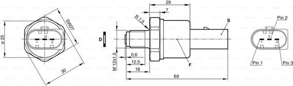 Sensor, fuel pressure (0 281 002 238)