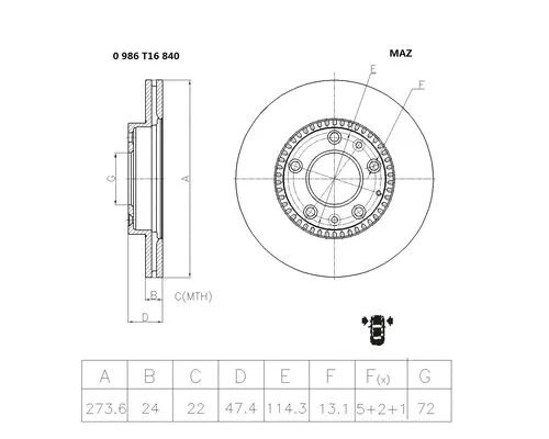 Brake Disc (0 986 T16 840)