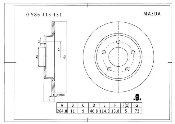 Brake Disc (0 986 T15 131)