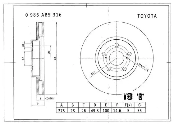 Brake Disc (0 986 AB5 316)