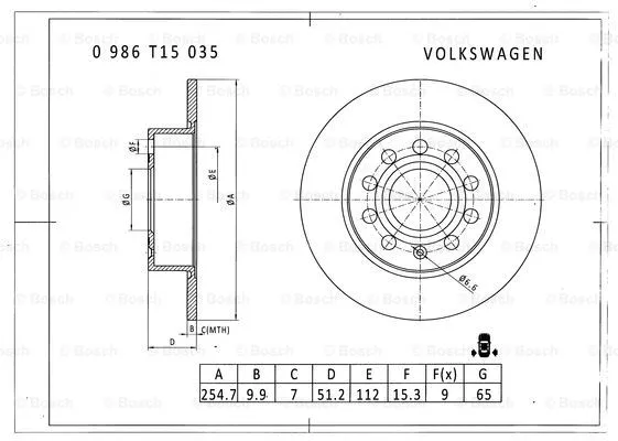 Brake Disc (0 986 T15 035)