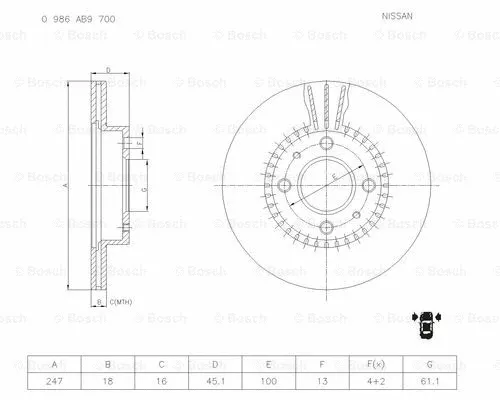 Brake Disc (0 986 AB9 700)