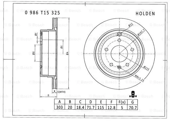 Brake Disc (0 986 T15 325)
