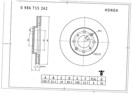 Brake Disc (0 986 T15 262)