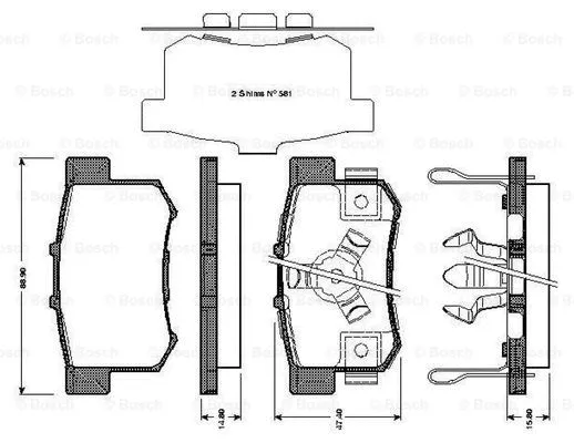 Brake Pad Set, disc brake (0 986 TB3 039)