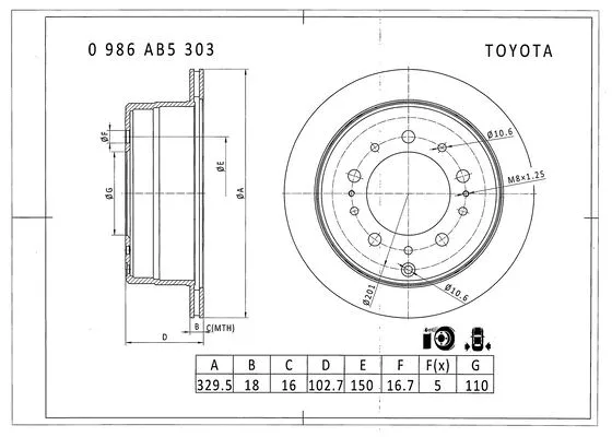 Brake Disc (0 986 AB5 303)
