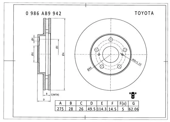 Brake Disc (0 986 AB9 942)