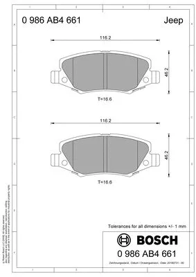 Brake Pad Set, disc brake (0 986 AB4 661)