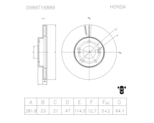 Brake Disc (0 986 T16 886)
