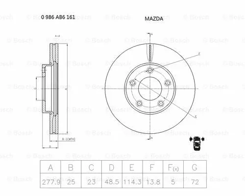 Brake Disc (0 986 AB6 161)