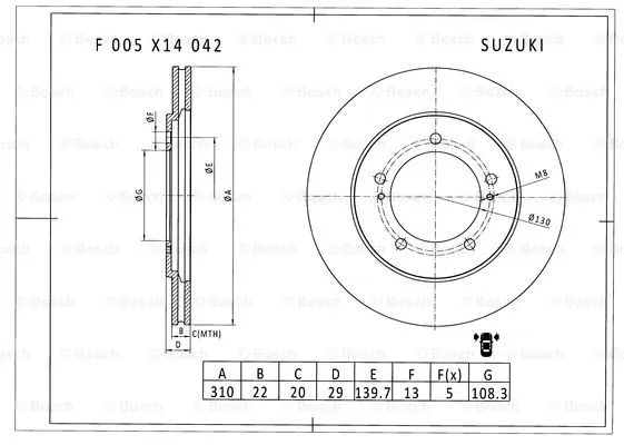 Brake Disc (F 005 X14 042)