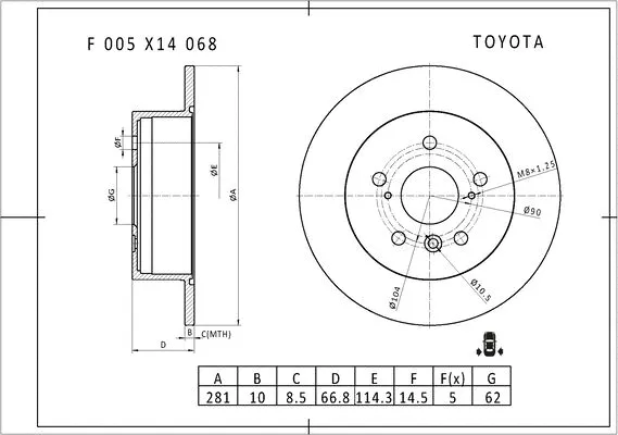 Brake Disc (F 005 X14 068)