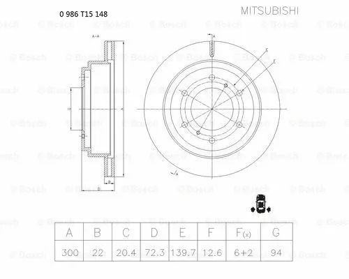Brake Disc (0 986 T15 148)