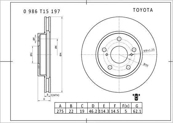 Brake Disc (0 986 T15 197)