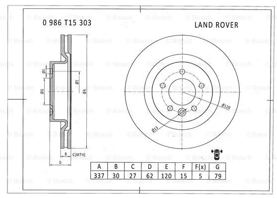 Brake Disc (0 986 T15 303)