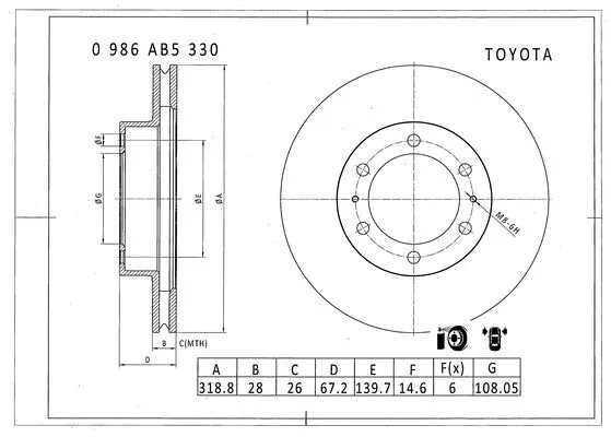 Brake Disc (0 986 AB5 330)
