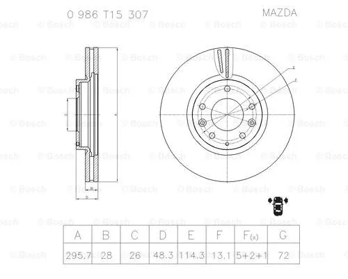 Brake Disc (0 986 T15 307)