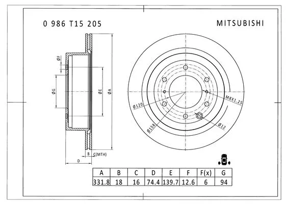 Brake Disc (0 986 T15 205)