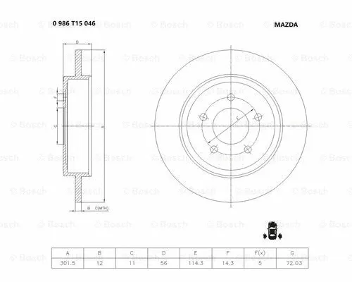 Brake Disc (0 986 T15 046)