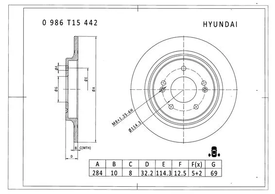 Brake Disc (0 986 T15 442)