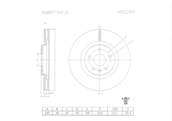 Brake Disc (0 986 T15 412)