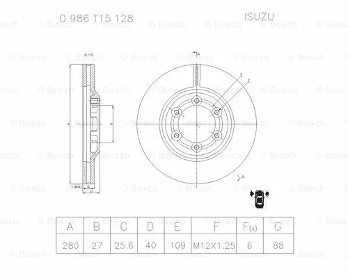 Brake Disc (0 986 T15 128)