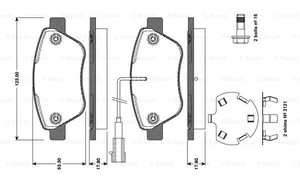 Brake Pad Set, disc brake (0 986 TB3 111)