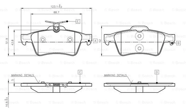 Brake Pad Set, disc brake (0 986 TB3 028)