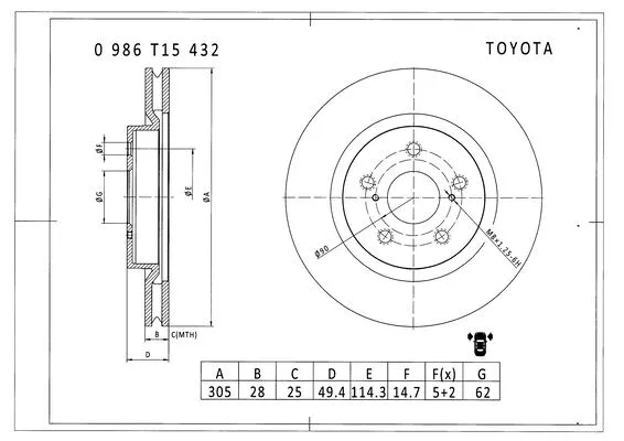 Brake Disc (0 986 T15 432)