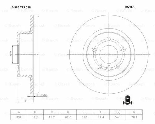 Brake Disc (0 986 T15 038)
