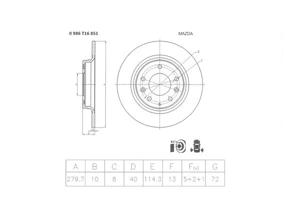 Brake Disc (0 986 T16 851)