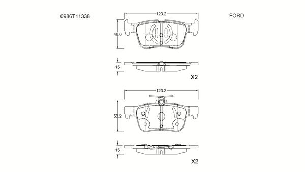 Brake Pad Set, disc brake (0 986 T11 338)