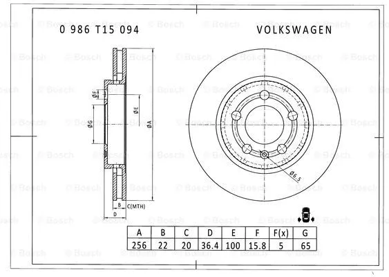 Brake Disc (0 986 T15 094)