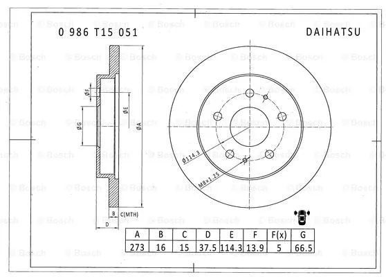 Brake Disc (0 986 T15 051)