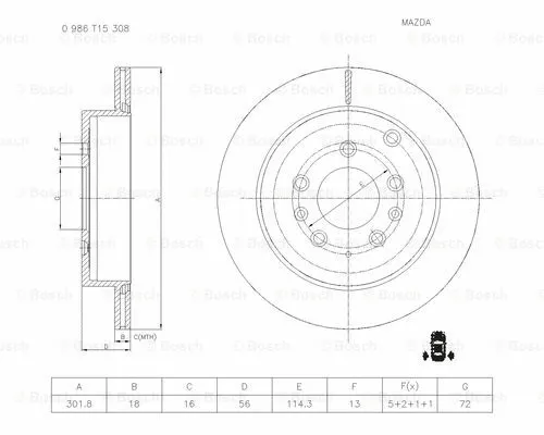 Brake Disc (0 986 T15 308)