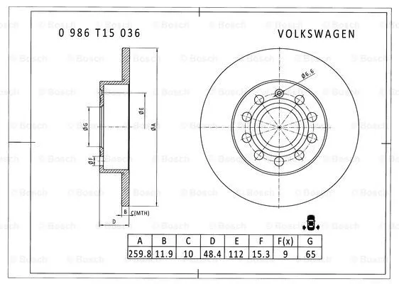 Brake Disc (0 986 T15 036)