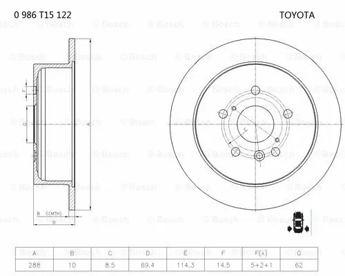 Brake Disc (0 986 T15 122)