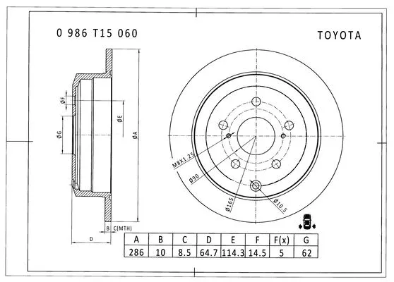 Brake Disc (0 986 T15 060)