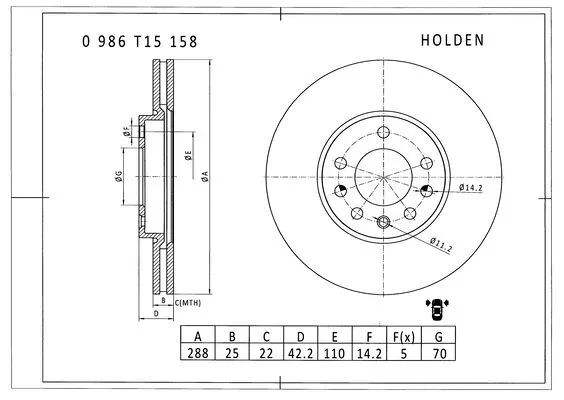 Brake Disc (0 986 T15 158)