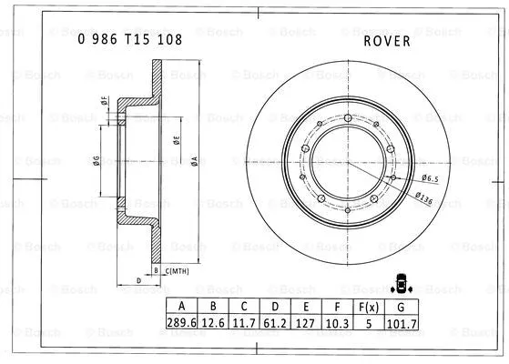 Brake Disc (0 986 T15 108)
