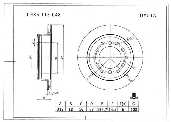 Brake Disc (0 986 T15 048)