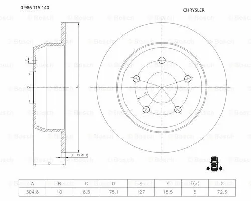 Brake Disc (0 986 T15 140)