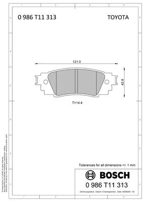 Brake Pad Set, disc brake (0 986 T11 313)