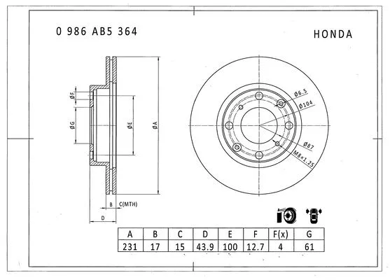 Brake Disc (0 986 AB5 364)