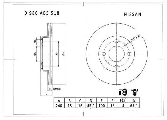Brake Disc (0 986 AB5 518)
