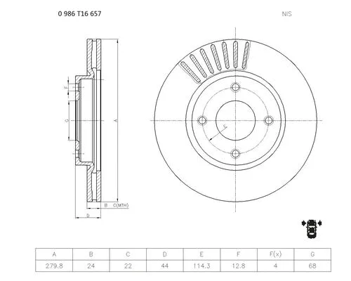 Brake Disc (0 986 T16 657)