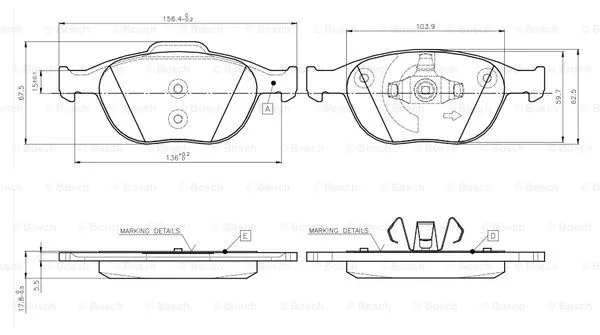 Brake Pad Set, disc brake (0 986 TB2 446)