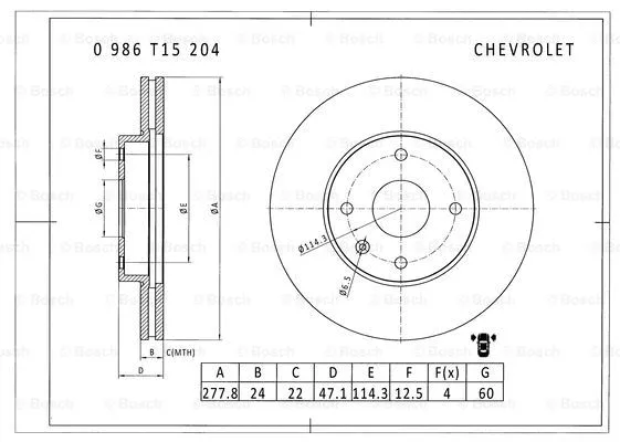 Brake Disc (0 986 T15 204)