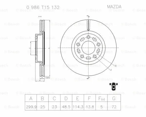 Brake Disc (0 986 T15 132)