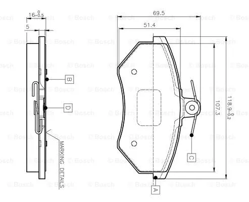 Brake Pad Set, disc brake (0 986 TB2 004)